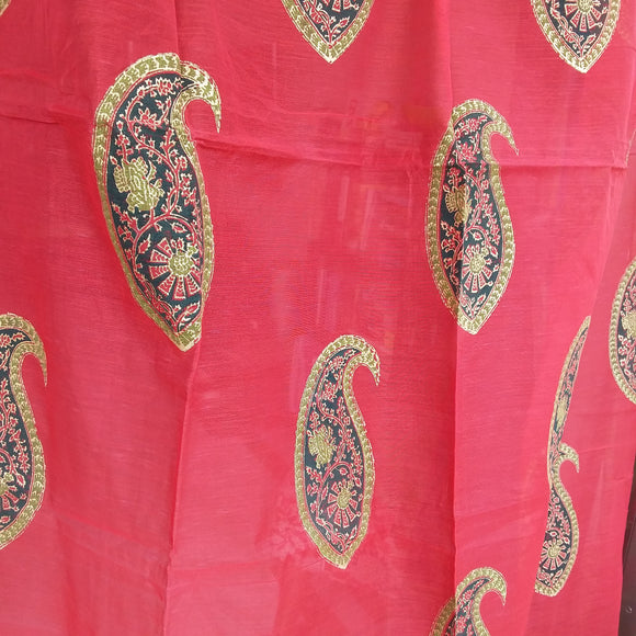 Handblock printed Paisley Red Sheer curtain