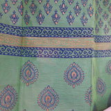 Handblockprinted Peacock border Electric Green Curtain