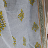 Handblock Printed Yellow-Green Paan Boota Curtain