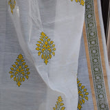 Handblock Printed Yellow-Green Paan Boota Curtain