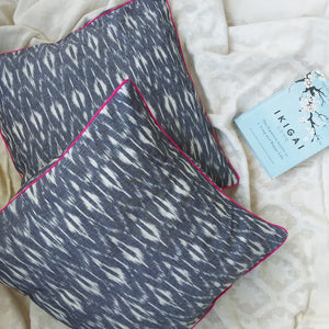 Ikat Cotton Cushion Cover- Slaty