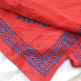 Polysilk Handblock Printed Runner Red Paan boota