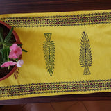 Polysilk Handblock Printed Runner Tree Yellow