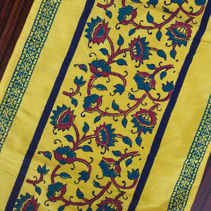 Polysilk Handblock Printed Runner Jaal Yellow