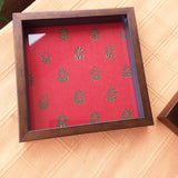 Handcrafted Decorative Blockprinted Tray- Red Booti