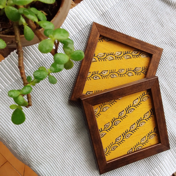 Handcrafted Table Coaster- Sunshine Yellow Tirchi Bel