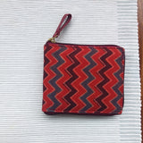 Unisex Square Ajrakh Wallet Red Zigzag