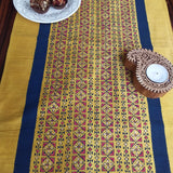 Polysilk Handblock Printed Runner Mustard Border