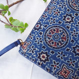 Ajrakh Long Wallet Blue Charkha