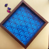 Handcrafted Decorative Tray Blue Cypress