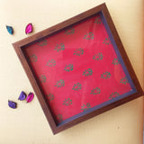 Handcrafted Decorative Blockprinted Tray- Red Booti