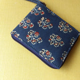 Unisex Ajrakh Square Wallet Blue Booti