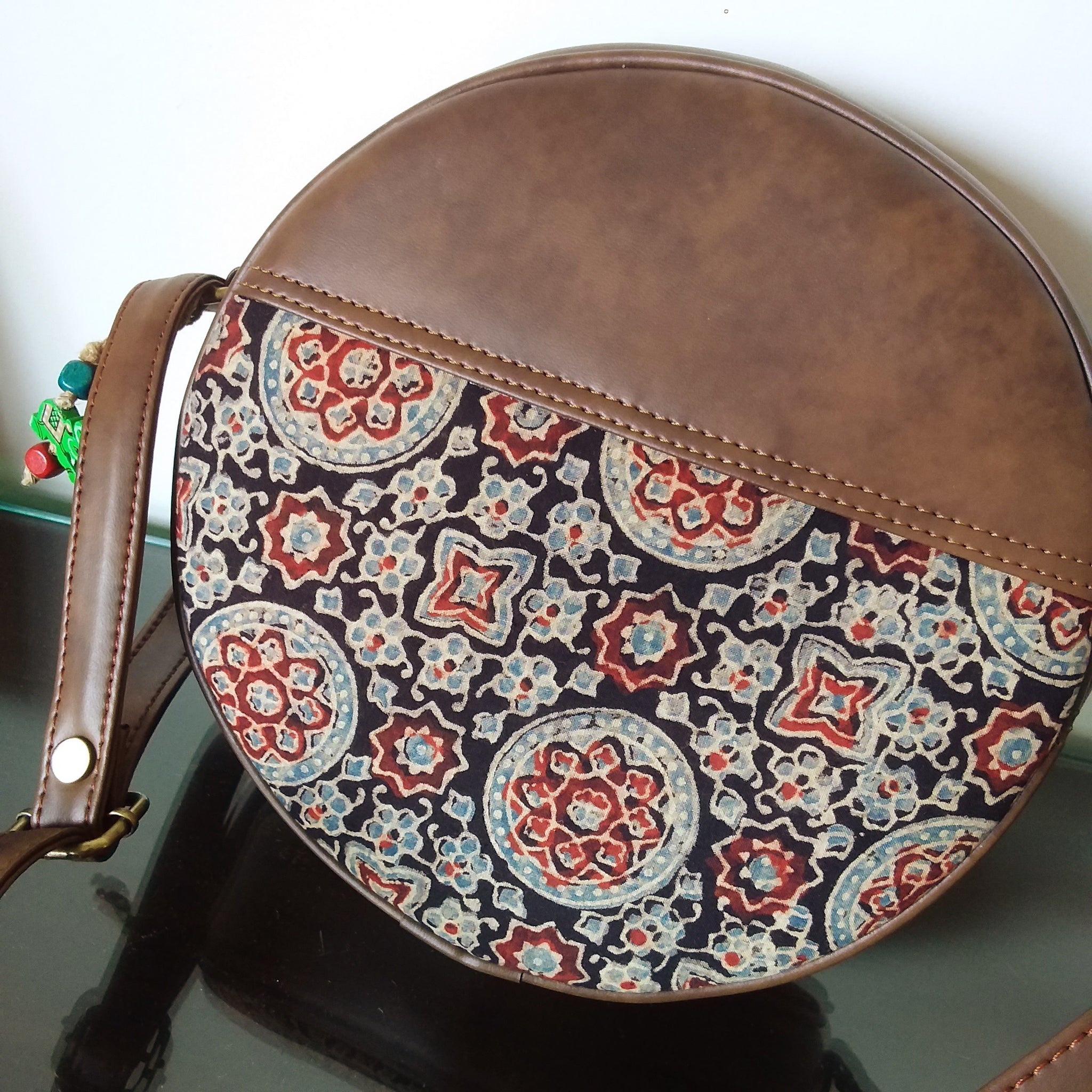 Round Sling Bag- Blockprint