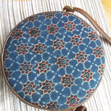 Ajrakh Round Sling Bag Sitare Blue