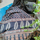 Ajrakh Modal Dupatta Leaf Black