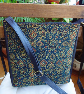 Ajrakh Reversible Bag Green