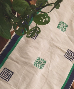 Polysilk Handblock printed White Squares