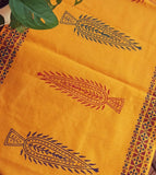 Handblock printed Table Runner Yellow Tree