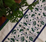 Polysilk Handblock Printed White Kamal Jaal