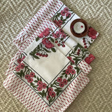 Cotton Handblock Printed Napkins - Pink (set of 6)