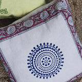 Handblock Printed Cotton Cushion Cover Offwhite Mandala