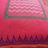 Handblock Printed Cotton Cushion Cover Red Chaukor