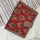 Ajrakh Travel/ Passport Holder- Red Kamal