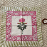 Cotton Handblock Printed Napkins- Pink (Set of 6)