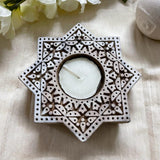 Wooden Block Tea Light Holder Star