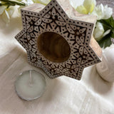 Wooden Block Tea Light Holder Star