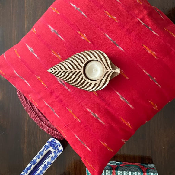 Ikat Cotton Cushion Cover - Gehra Laal