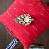 Ikat Cotton Cushion Cover - Gehra Laal