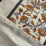 Polysilk Handblockprinted Offwhite Jaal