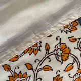 Polysilk Handblockprinted Offwhite Jaal