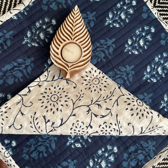 Quilted Cotton Cushion Cover Aasmani
