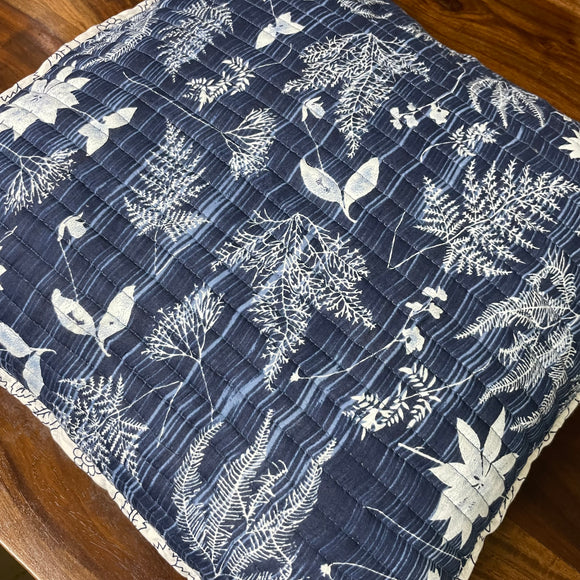 Quilted Cotton Cushion Cover 'Foliage'