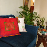 Handblock Printed Cotton Cushion Cover Red Chaukor