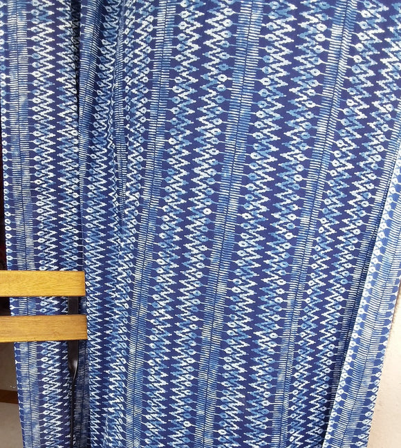 Indigo Cotton Curtain Zigzag