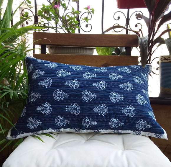 Quilted Long Cotton Cushion Cover Bellflower