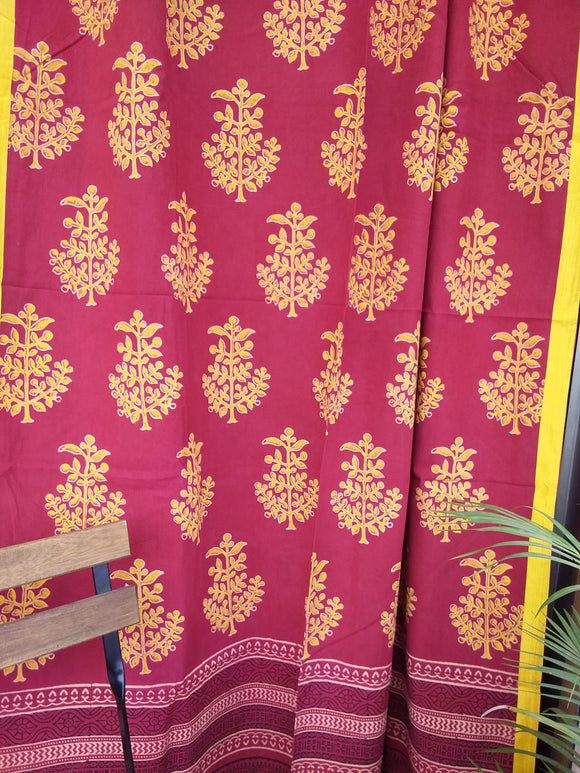 Kutchch Hand Block Printed Curtain Maroon