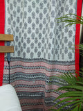 Handblock Printed Cotton Mul B & W Booti