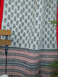 Handblock Printed Cotton Mul B & W Booti