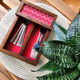 Decorative Cutlery Holder Red